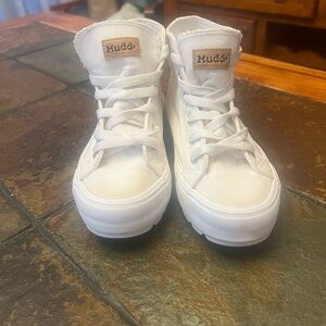 Kids White High-Top Sneakers